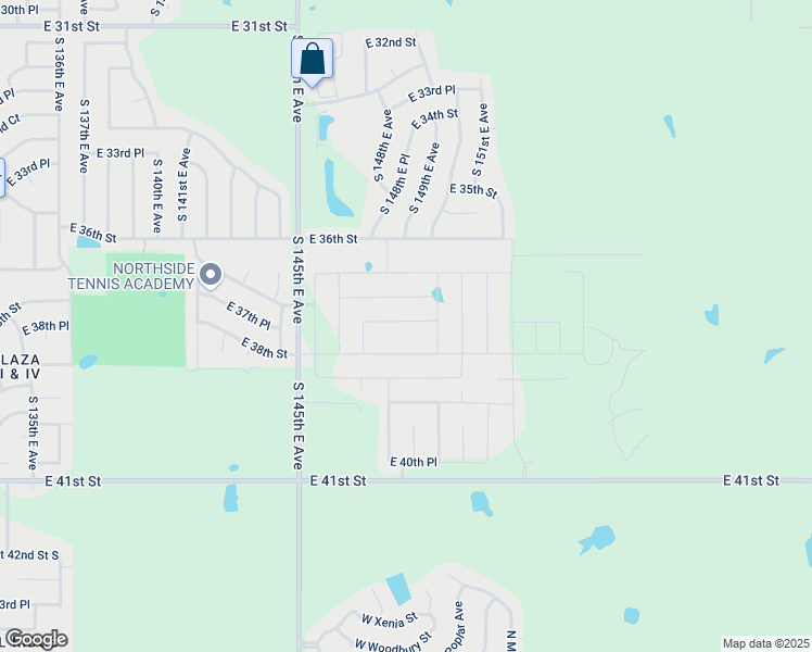 map of restaurants, bars, coffee shops, grocery stores, and more near 14852 East 37th Place in Tulsa