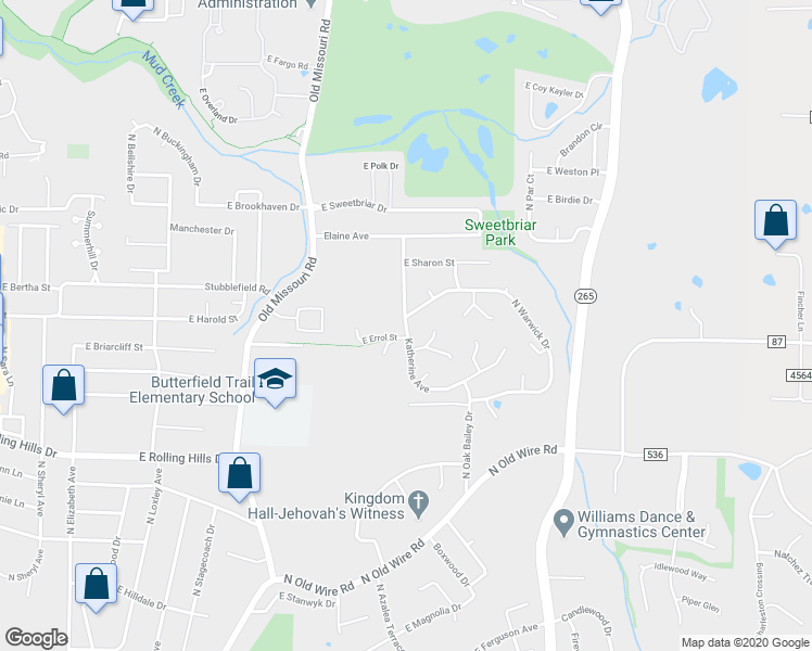 map of restaurants, bars, coffee shops, grocery stores, and more near 3235 Katherine Avenue in Fayetteville