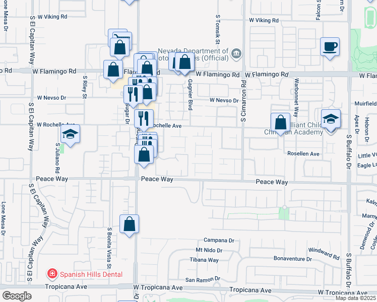 map of restaurants, bars, coffee shops, grocery stores, and more near 4390 Silver Bay Street in Las Vegas