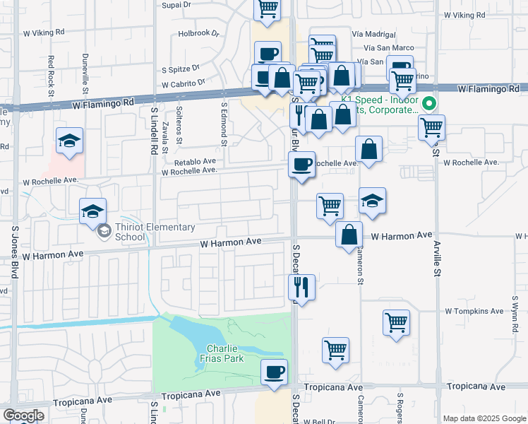 map of restaurants, bars, coffee shops, grocery stores, and more near 4980 Indian River Drive in Las Vegas