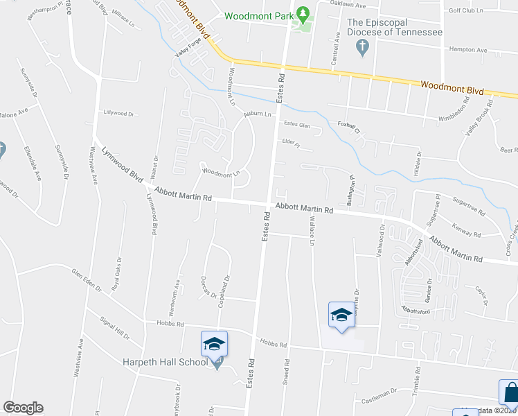 map of restaurants, bars, coffee shops, grocery stores, and more near 3901 Estes Road in Nashville