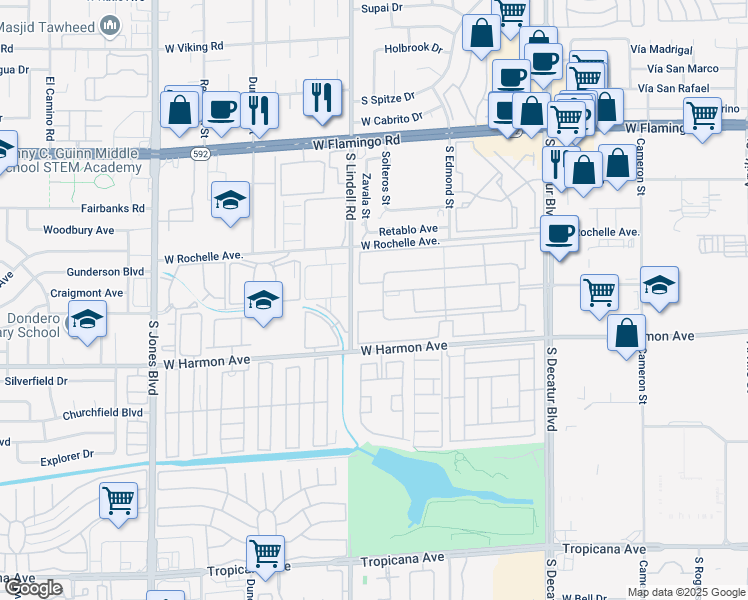 map of restaurants, bars, coffee shops, grocery stores, and more near 4411 Alexis Drive in Las Vegas
