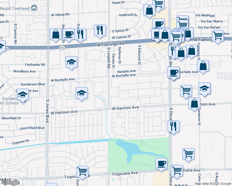 map of restaurants, bars, coffee shops, grocery stores, and more near 4411 Alexis Drive in Las Vegas