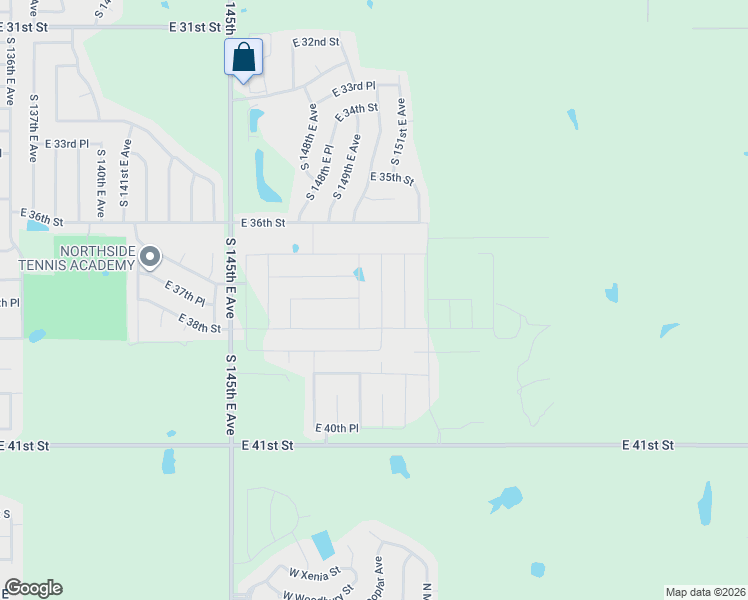 map of restaurants, bars, coffee shops, grocery stores, and more near 3703 South 149th East Avenue in Tulsa