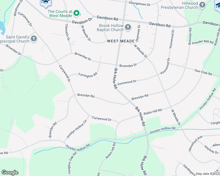 map of restaurants, bars, coffee shops, grocery stores, and more near 525 Brook Hollow Road in Nashville