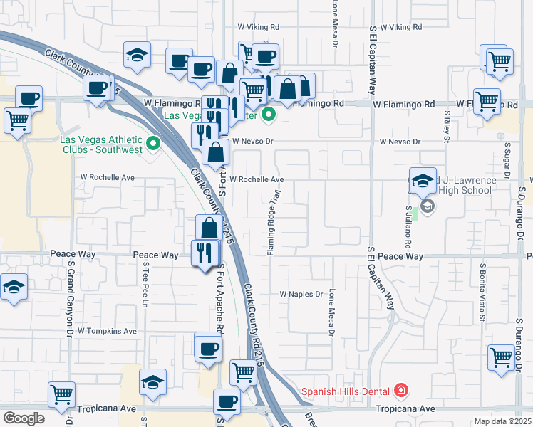 map of restaurants, bars, coffee shops, grocery stores, and more near 9230 Bush Poppy Avenue in Las Vegas