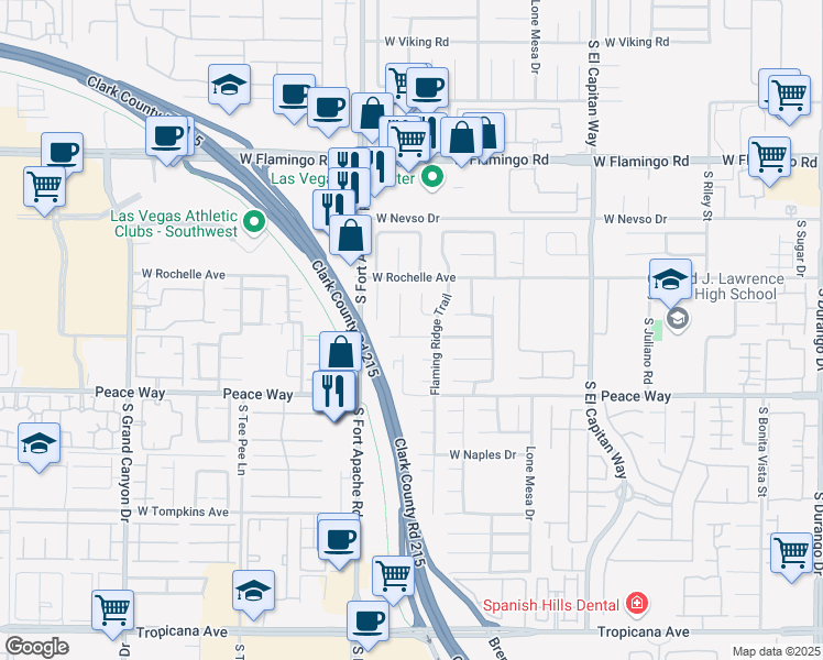 map of restaurants, bars, coffee shops, grocery stores, and more near 9260 Bush Poppy Avenue in Las Vegas