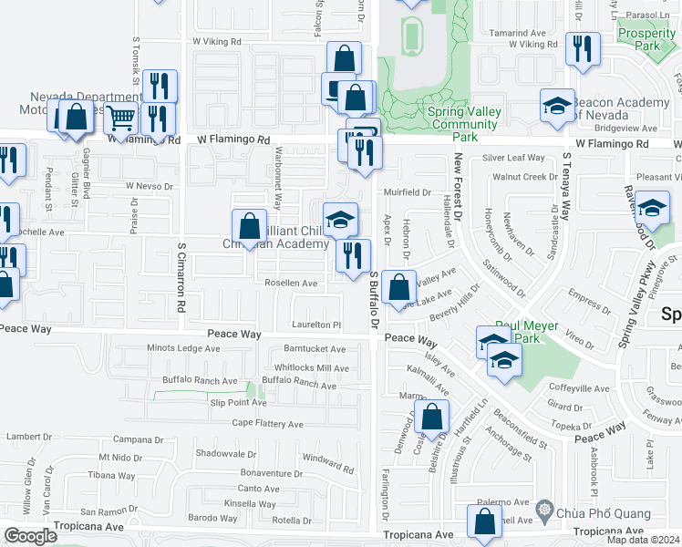 map of restaurants, bars, coffee shops, grocery stores, and more near 4383 Pirates Island Street in Las Vegas