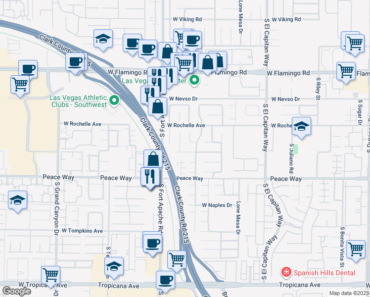 map of restaurants, bars, coffee shops, grocery stores, and more near 9230 Bush Poppy Avenue in Las Vegas