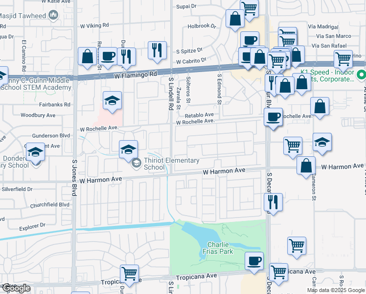 map of restaurants, bars, coffee shops, grocery stores, and more near 4391 Alexis Drive in Las Vegas
