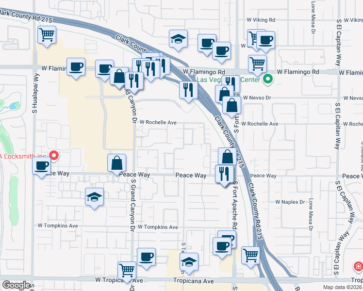 map of restaurants, bars, coffee shops, grocery stores, and more near 9620 Blyth Rock Avenue in Las Vegas