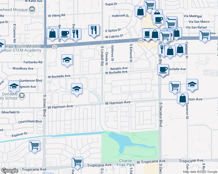 map of restaurants, bars, coffee shops, grocery stores, and more near 4391 Alexis Drive in Las Vegas