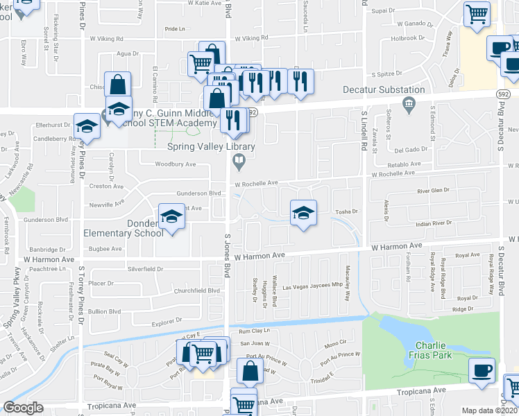 map of restaurants, bars, coffee shops, grocery stores, and more near 4400 South Jones Boulevard in Las Vegas
