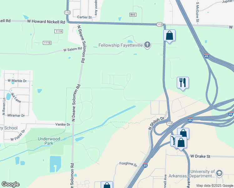 map of restaurants, bars, coffee shops, grocery stores, and more near 1699 Truckers Drive in Fayetteville