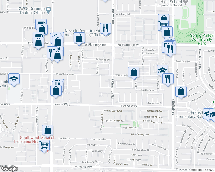 map of restaurants, bars, coffee shops, grocery stores, and more near 8236 Cedar Leaf Drive in Las Vegas