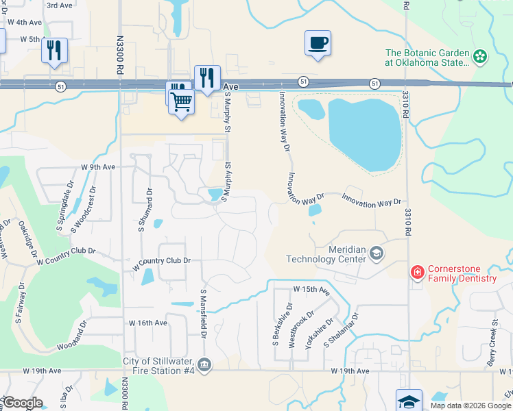map of restaurants, bars, coffee shops, grocery stores, and more near Chandler Street in Stillwater