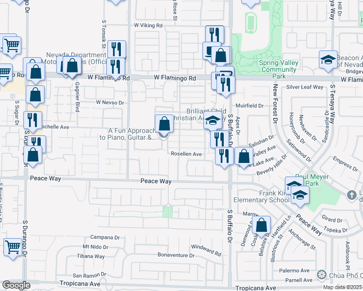 map of restaurants, bars, coffee shops, grocery stores, and more near 7988 Delbonita Avenue in Las Vegas