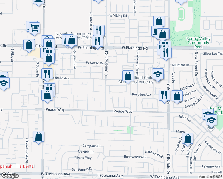 map of restaurants, bars, coffee shops, grocery stores, and more near 4364 Mesa Hill Drive in Las Vegas