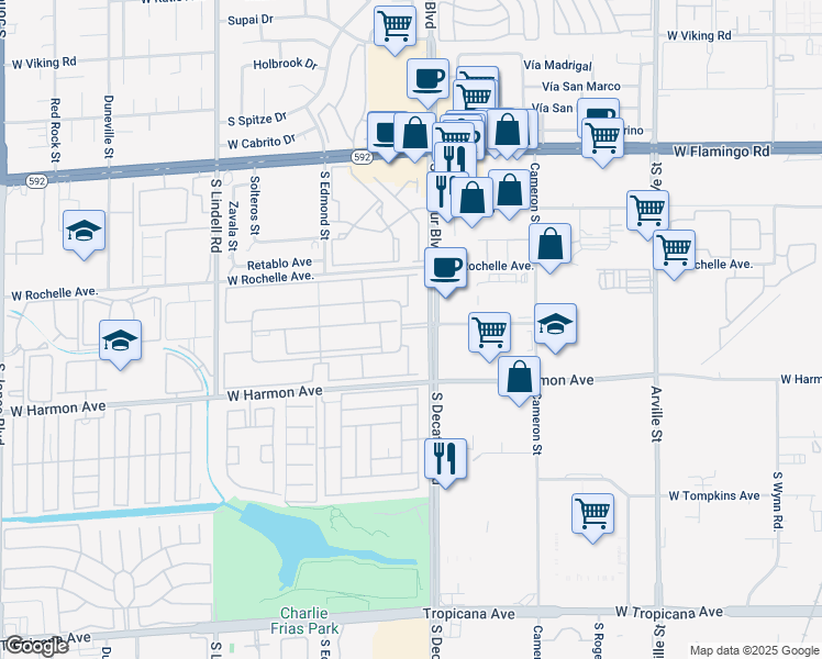 map of restaurants, bars, coffee shops, grocery stores, and more near 4410 Sandy River Drive in Las Vegas