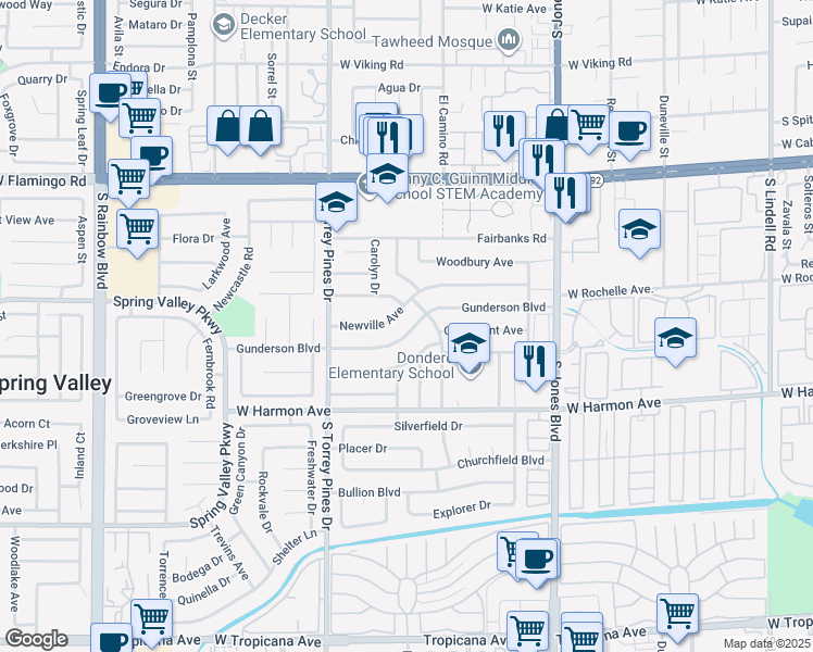 map of restaurants, bars, coffee shops, grocery stores, and more near 6356 Gunderson Boulevard in Las Vegas