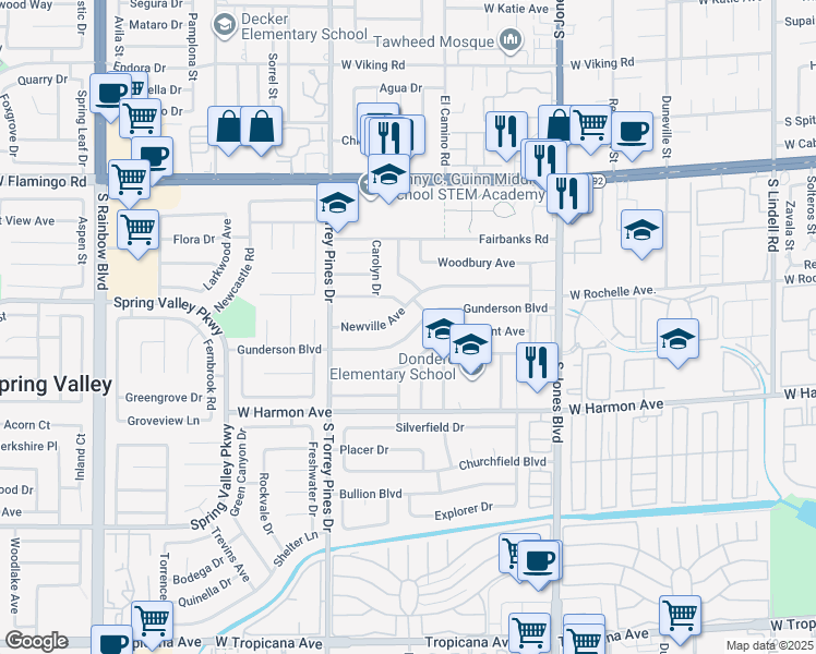 map of restaurants, bars, coffee shops, grocery stores, and more near 6356 Gunderson Boulevard in Las Vegas