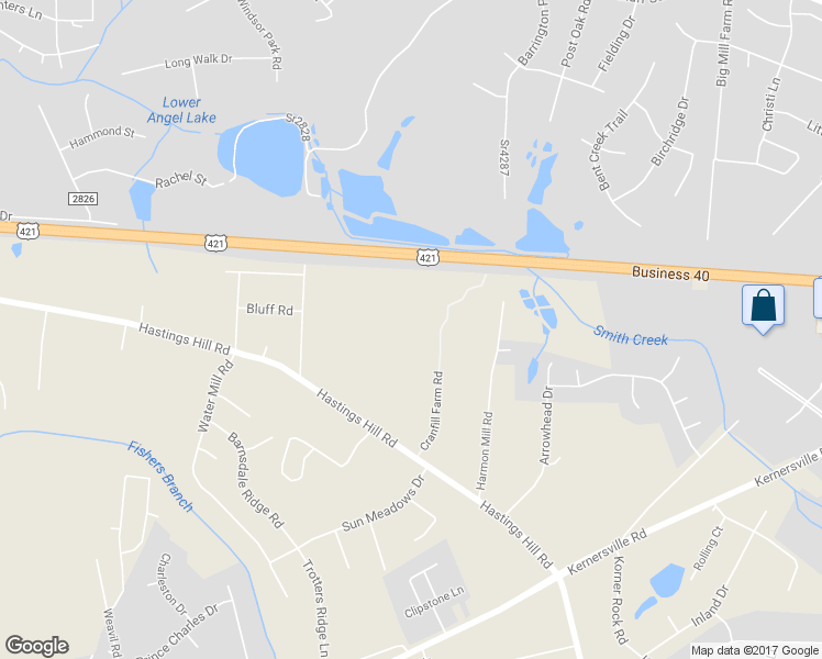 map of restaurants, bars, coffee shops, grocery stores, and more near 545 Hastings Hill Road in Kernersville