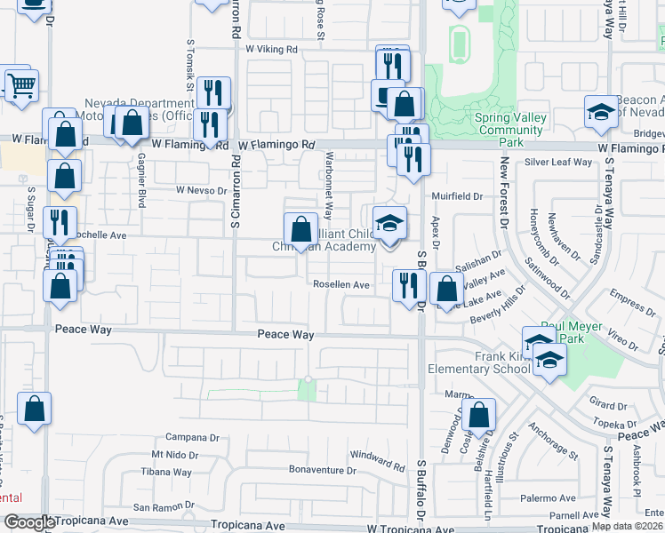 map of restaurants, bars, coffee shops, grocery stores, and more near 7989 Lisa Dawn Avenue in Las Vegas