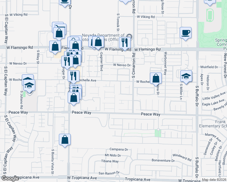 map of restaurants, bars, coffee shops, grocery stores, and more near 8113 West Rochelle Avenue in Las Vegas