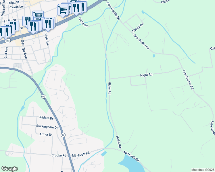 map of restaurants, bars, coffee shops, grocery stores, and more near 1240 Hicks Road in Jefferson City