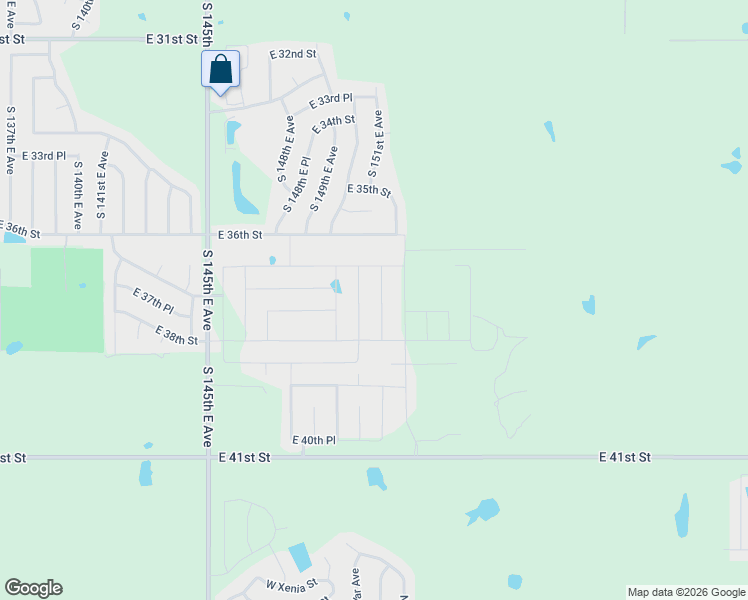 map of restaurants, bars, coffee shops, grocery stores, and more near 3718 South 151st East Avenue in Tulsa