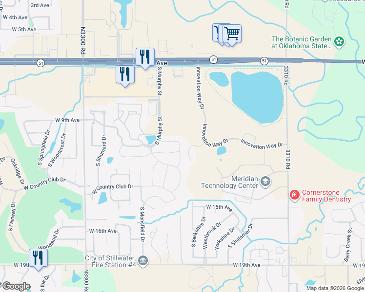 map of restaurants, bars, coffee shops, grocery stores, and more near 1109 Chandler Street in Stillwater