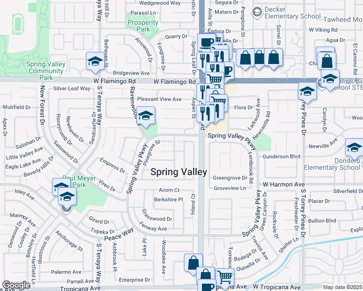 map of restaurants, bars, coffee shops, grocery stores, and more near 4356 Verdugo Street in Las Vegas
