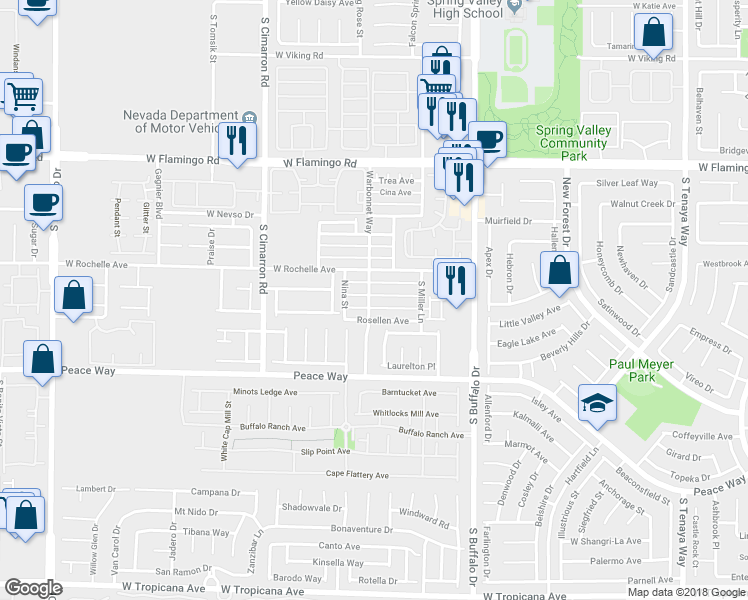 map of restaurants, bars, coffee shops, grocery stores, and more near 7989 Lisa Dawn Avenue in Las Vegas