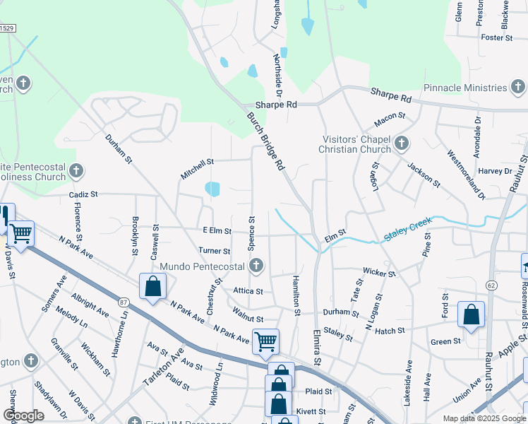map of restaurants, bars, coffee shops, grocery stores, and more near 528 Smith Street in Burlington
