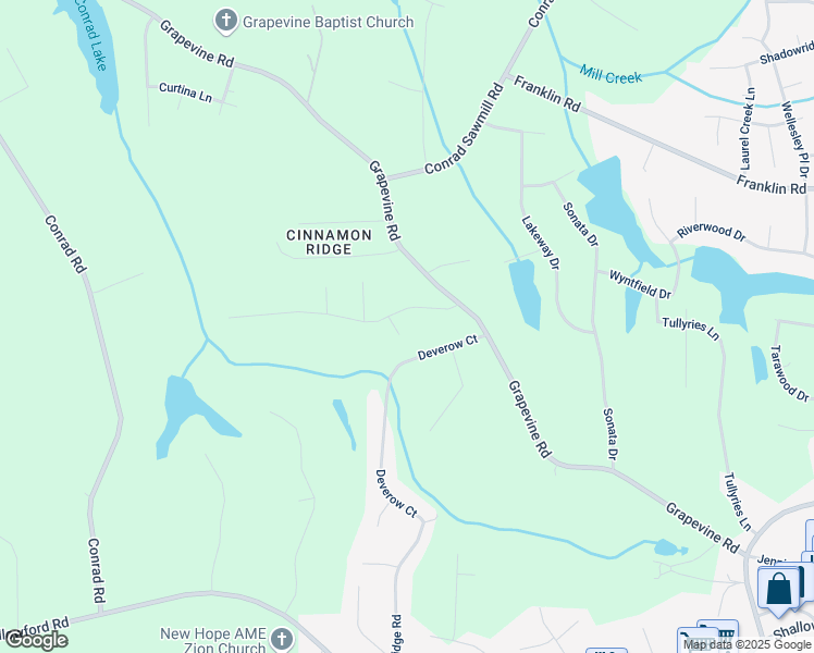 map of restaurants, bars, coffee shops, grocery stores, and more near 125 Ridgebury Court in Lewisville