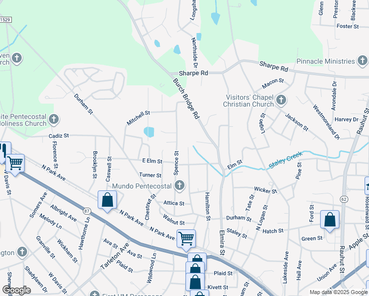 map of restaurants, bars, coffee shops, grocery stores, and more near 528 Smith Street in Burlington