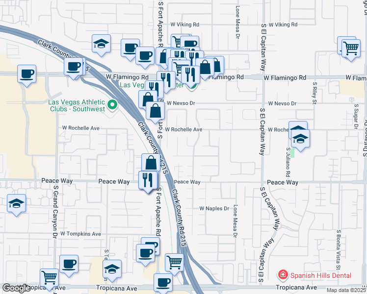 map of restaurants, bars, coffee shops, grocery stores, and more near 4365 Desert Dancer Way in Las Vegas