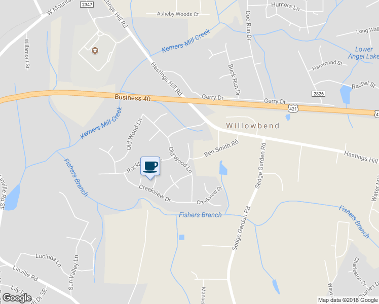 map of restaurants, bars, coffee shops, grocery stores, and more near 135 Old Wood Court in Kernersville