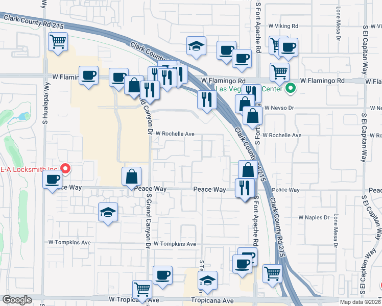 map of restaurants, bars, coffee shops, grocery stores, and more near 9620 Blyth Rock Avenue in Las Vegas