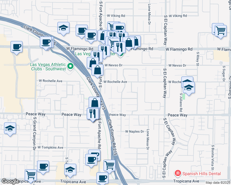 map of restaurants, bars, coffee shops, grocery stores, and more near 4365 Desert Dancer Way in Las Vegas