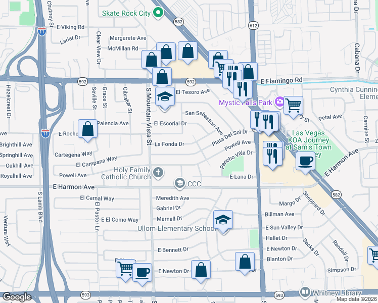 map of restaurants, bars, coffee shops, grocery stores, and more near 4776 Plata Del Sol Drive in Las Vegas