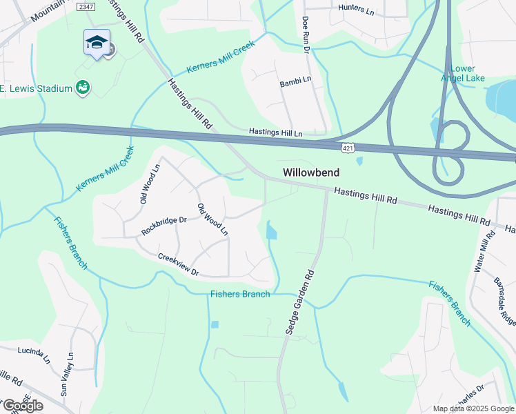 map of restaurants, bars, coffee shops, grocery stores, and more near Ben Smith Road in Kernersville