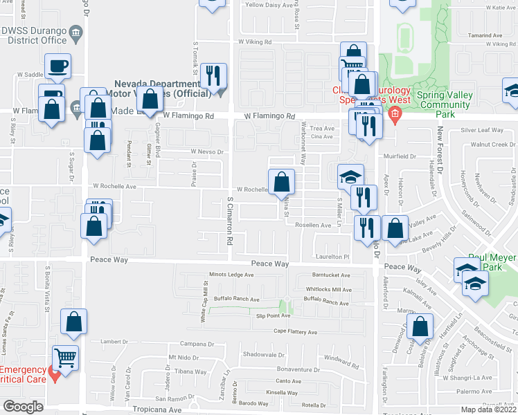 map of restaurants, bars, coffee shops, grocery stores, and more near 8123 Sundown Vista Avenue in Las Vegas