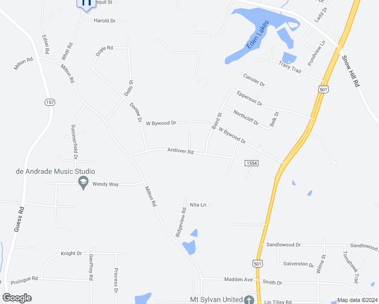 map of restaurants, bars, coffee shops, grocery stores, and more near 501 Andover Road in Durham