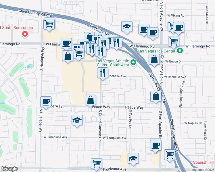 map of restaurants, bars, coffee shops, grocery stores, and more near Unnamed Road in Las Vegas