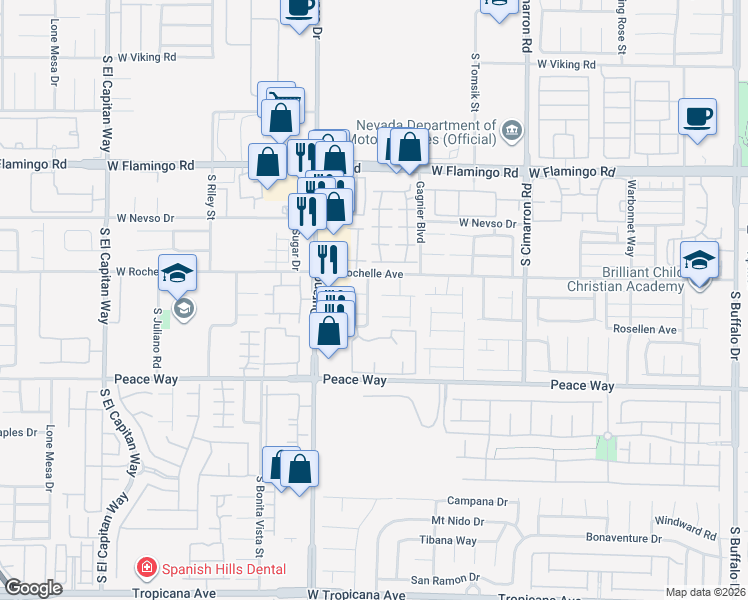 map of restaurants, bars, coffee shops, grocery stores, and more near 4384 Spruce Grove Street in Las Vegas