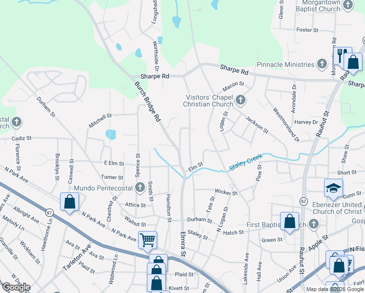 map of restaurants, bars, coffee shops, grocery stores, and more near 631 Elmira St in Burlington
