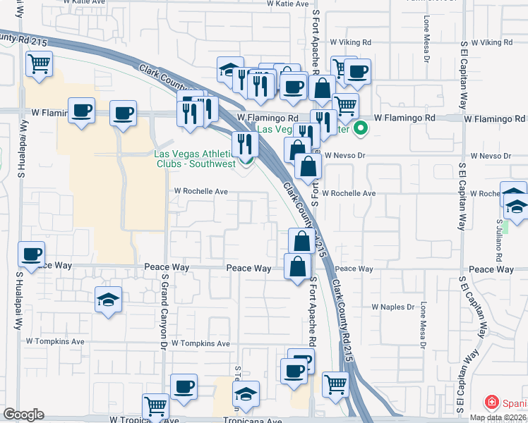 map of restaurants, bars, coffee shops, grocery stores, and more near 9554 Meridian Park Avenue in Las Vegas