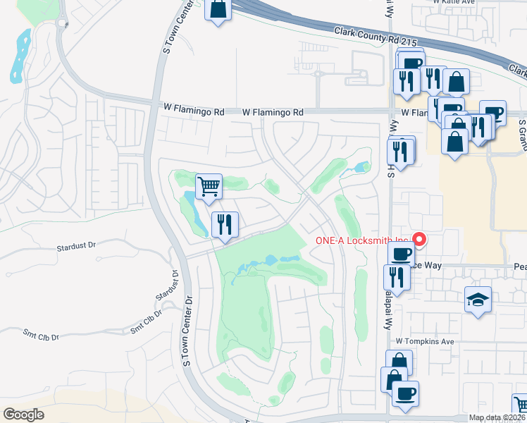 map of restaurants, bars, coffee shops, grocery stores, and more near 10534 Mandarino Avenue in Las Vegas