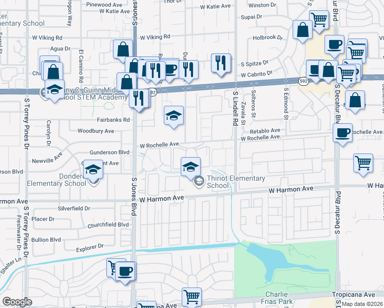 map of restaurants, bars, coffee shops, grocery stores, and more near 4297 Rollingstone Drive in Las Vegas